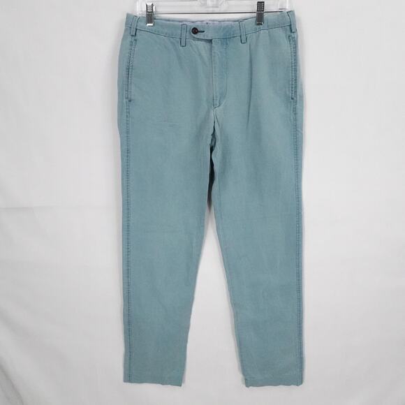 Sid Mashburn Pants Mens 31 Teal Blue Flat‎ Front Chino Casual Office Italy